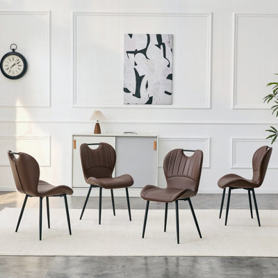 Chaises de salle à manger modernes avec poignée en métal intégrée et pieds de nivellement réglables
