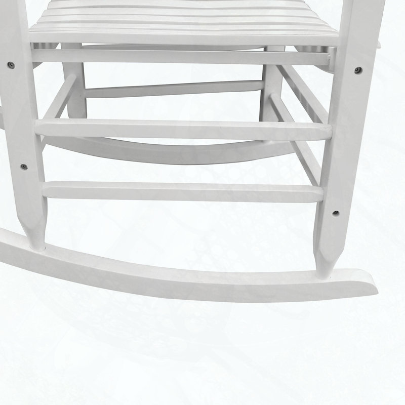 Chaise berçante blanche en bois avec siège large et accoudoirs, Blanc