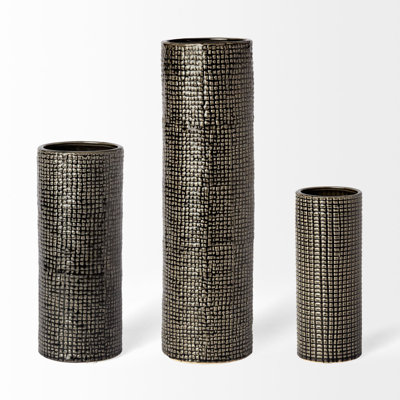 Vase de table en céramique noire Vaila