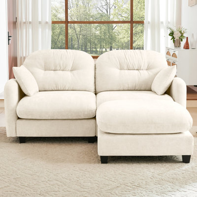 Canapé modulaire modulaire avec chenille douce, siège en mousse haute, agencement flexible, beige pour les coins de lecture, tissu en chenille mobile en forme de L, coussins ergonomiques