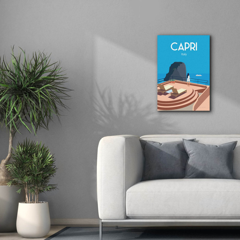 Toile épique «Capri» par Omar Escalante, H 26 po x l 18 po