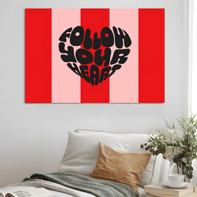 Framed Canvas Wall Art - Follow Your Heart, Pop Art Style - 24" x 36" for Bedroom and Office