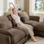 Canapé modulable 2 places en chenille avec pouf amovible
