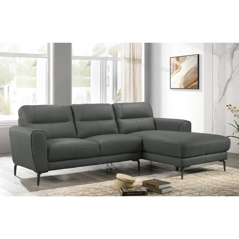 2-Piece Sectional Set, Anthracite Genuine Leather