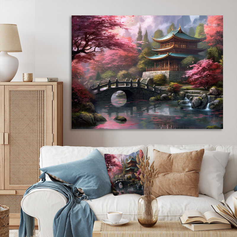 Japon, terre du Samouraï V sur toile, Toile tendue, H 24 po x l 32 po x P 1 po