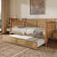 Lit de jour simple en rotin de style traditionnel avec lit gigogne simple pour un espace limité, chambre d'amis, pas de sommier tapissier, noyer antique