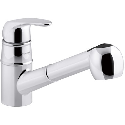 Valton Pull Out Single Handle Kitchen Faucet with MasterClean and Side Spray