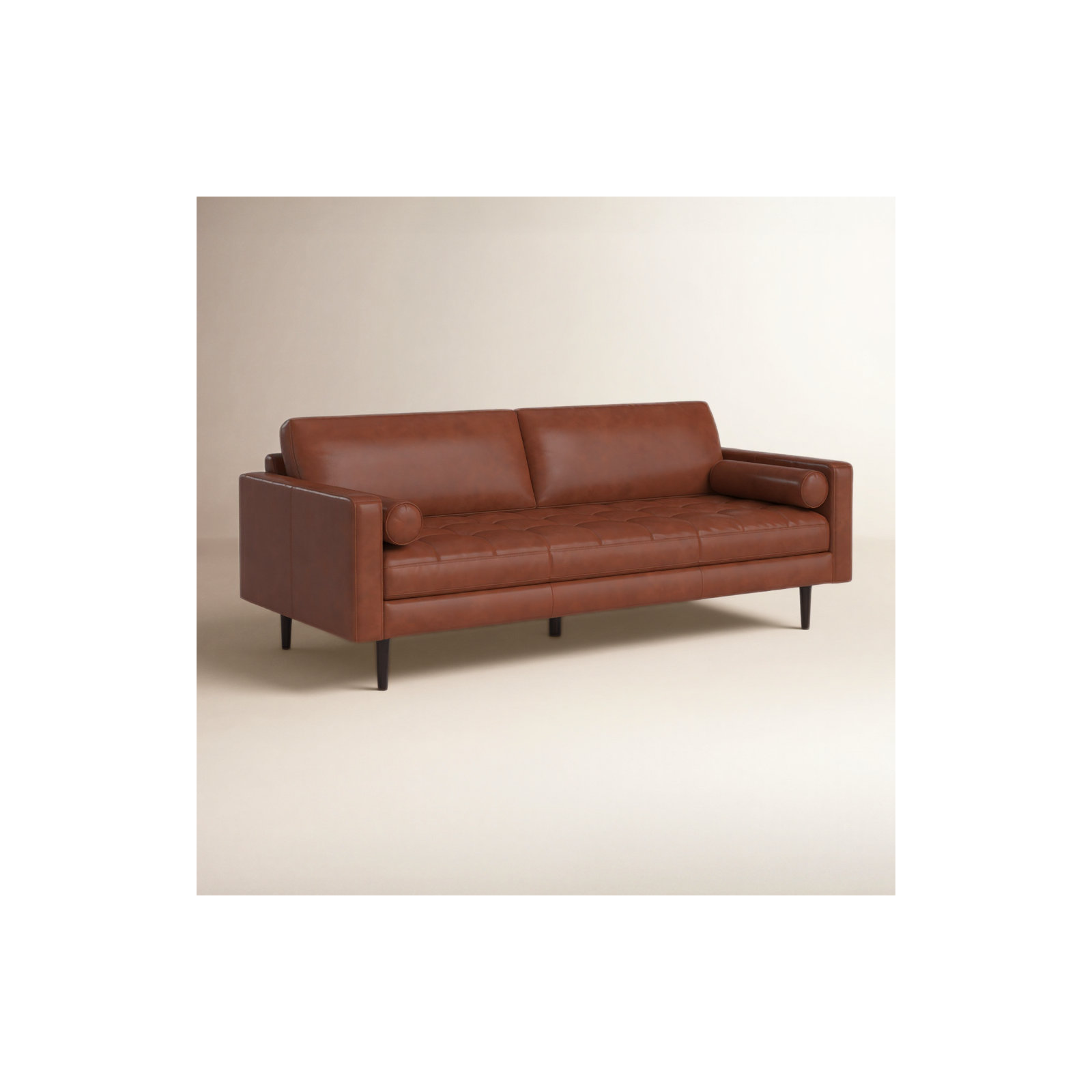 Arlo 88" Genuine Leather Sofa, Vintage Brown Top Grain Genuine Leather