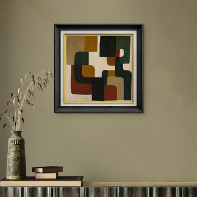 Art mural encadré de qualité supérieure - impression géométrique abstraite de milieu de siècle pour chambre à coucher - 26 po x 36 po