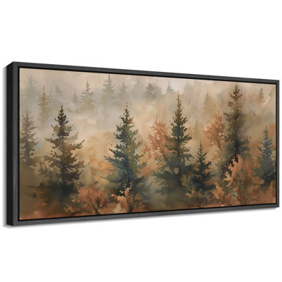 Illustration de pin, forêt, photos de bois d'automne brun, impression numérique sur toile giclée sur toile