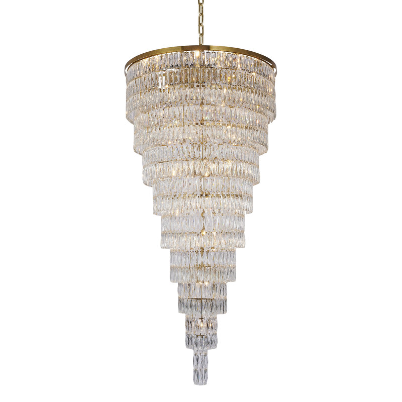 42-Light 9-Tier Chandelier With Clear Crystal Accents, Gold