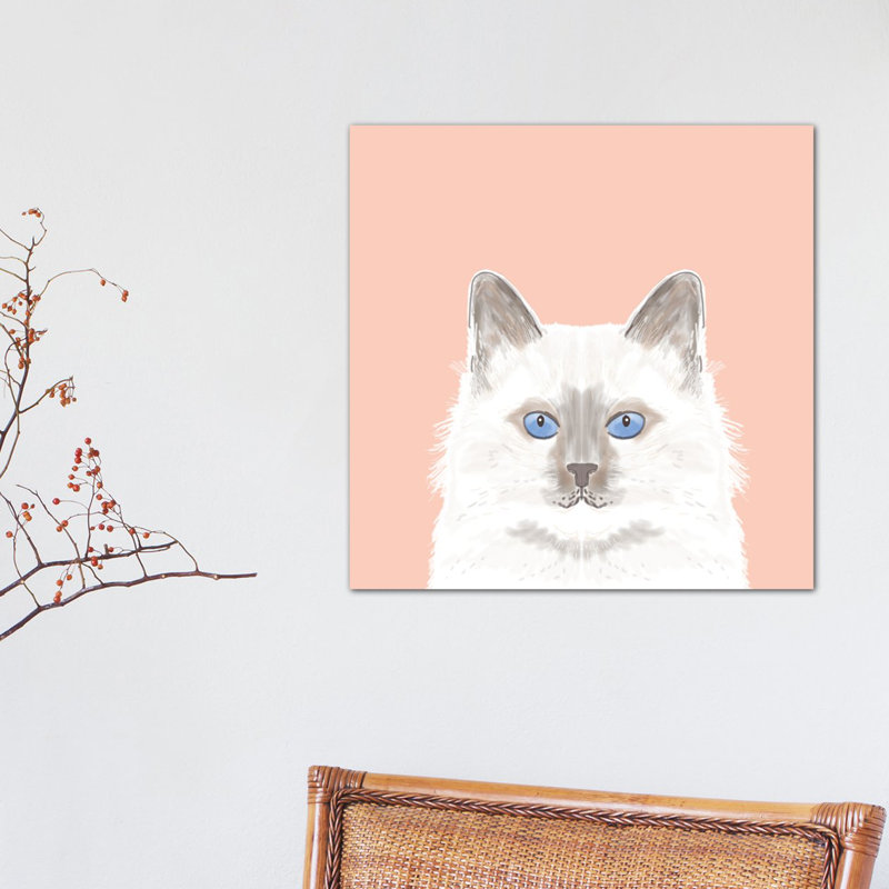 « chat », impression sur toile tendue, H 26 po x l 26 po x P 1,5 po, Pas de tapis, Toile tendue