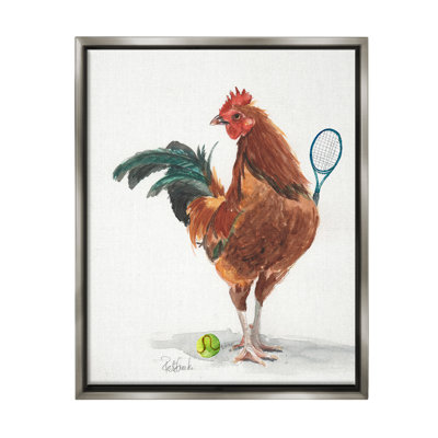 «Tennis Player Rooster Floater Frame» par Jennifer Redstreake sur toile