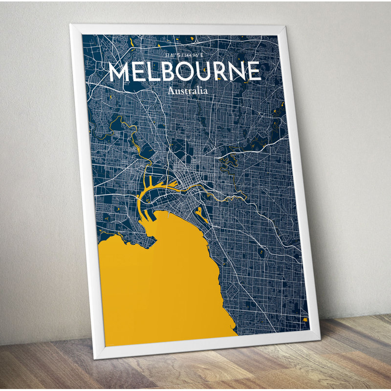 Melbourne City Map - No Frame Print, 91.4cm H x 61cm W x 0.13cm D x 0.13cm D