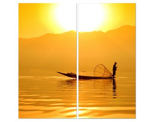 2-tlg. Leinwandbilder-Set Fisherman at Sunrise