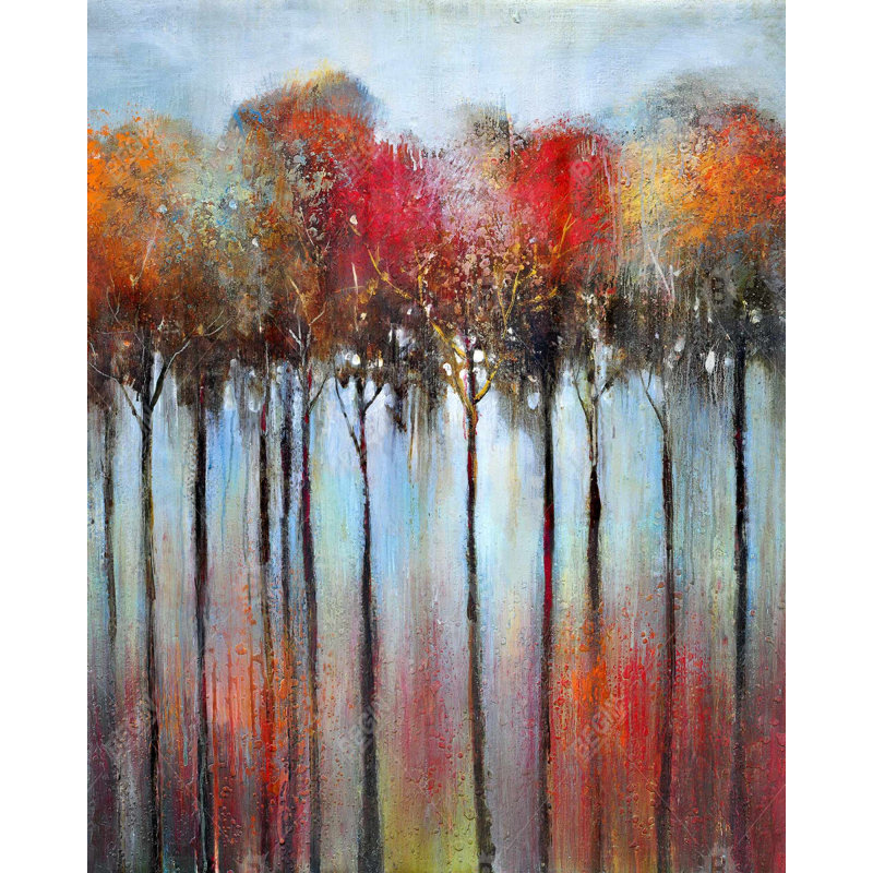 Toile abstraite et colorée forêt | Décoration d'arbre saisonnier