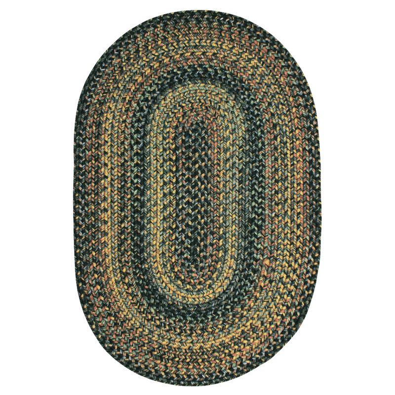  Braided Washable Indoor/Outdoor Rug Black/Gray/Gold Rug, Oval 2'3" x 3'9"
