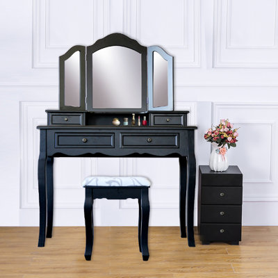 Coiffeuse en bois massif avec miroir