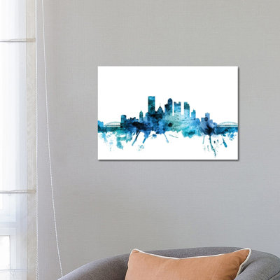 Pittsburgh, Pennsylvania Skyline by Michael Tompsett - 1 Piece Wrapped Canvas Wall Art