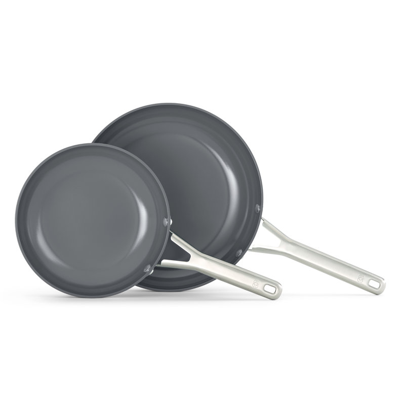Ceramic Nonstick 8" and 10" Frying Pan Set, Silver Ash