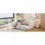 Lit plateforme en bois avec 6 tiroirs, tablettes et coiffeuse-587776011