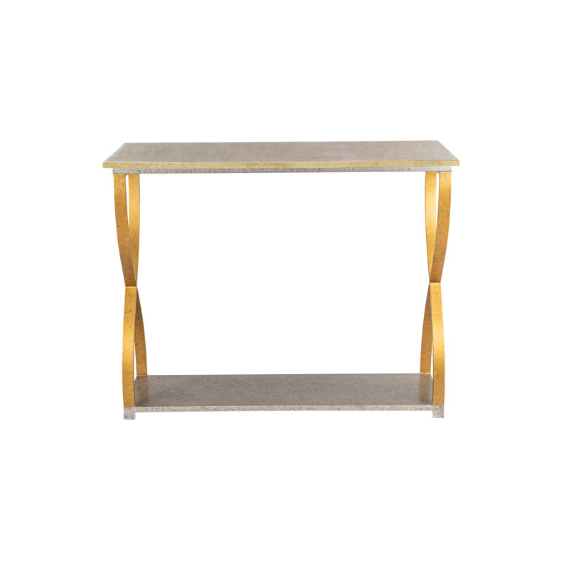 Console Mary 45 ", Argent royal / or royal, Travertin léger