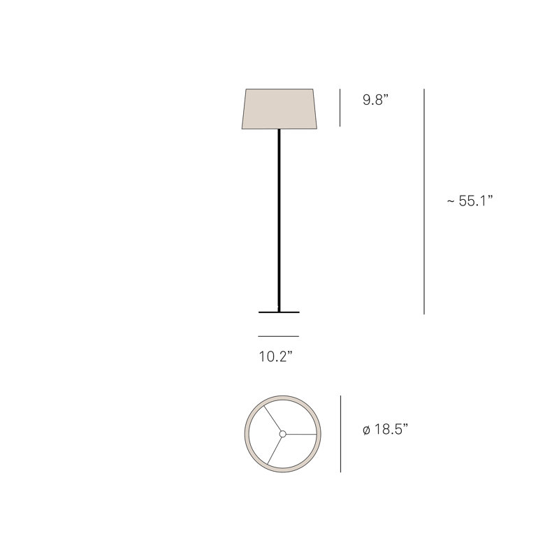 Zeta Floor Lamp - 18.5" Diameter, Natural White, Gold, Dimmable