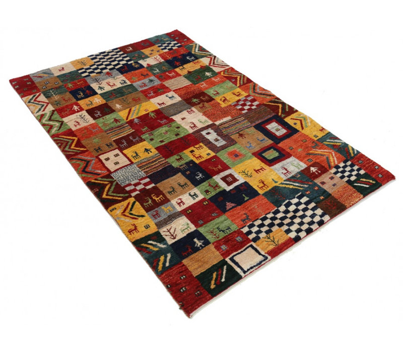 One-of-a-Kind 3'11'' X 5'11'' New Age Area Rug in Red/Green/Gray/Black