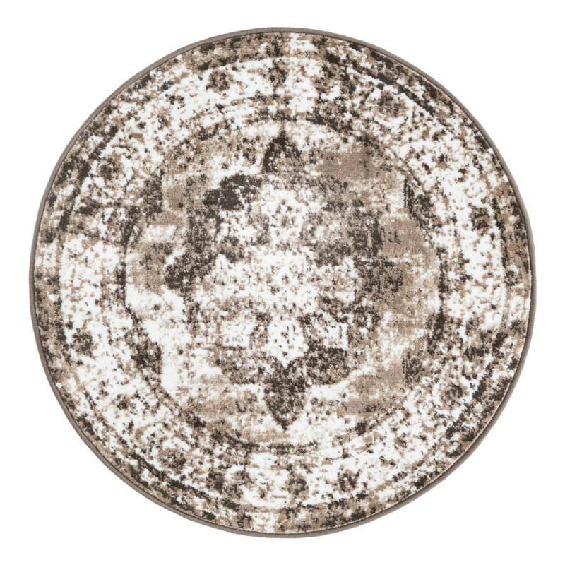 Brandt Oriental Area Rug, Round 3'1", Light Brown