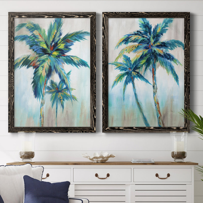 «Bright Breeze I», ensemble de reproductions d'aquarelles conçues par J Paul, H 37,5 po x l 55 po, Toile encadrée, Noyer