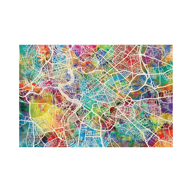 Rome Italy Street Map IV by Michael Tompsett - 1 Piece Wrapped Canvas Wall Art, 66.04 cm H x 45.72 cm W x 1.91 cm D