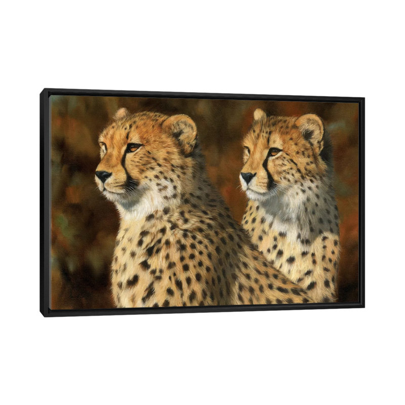 «Cheetah Brothers», impression sur toile, H 18 po x l 26 po x P 1,5 po, Toile encadrée noire, Pas de tapis