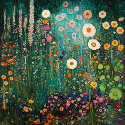 «Golden Twilight Flowers», art mural sur toile tendue