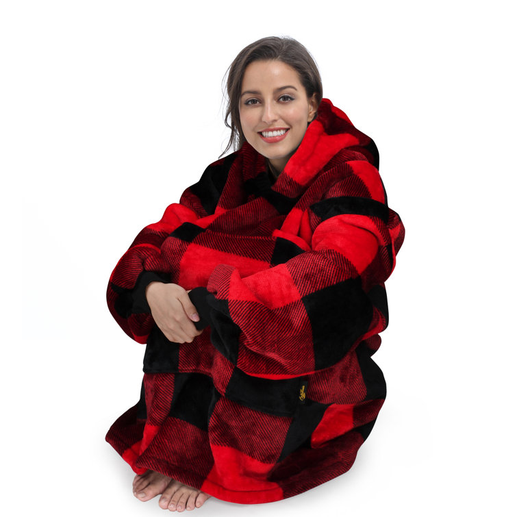 Red and Black Plaid Blanket Hoodie