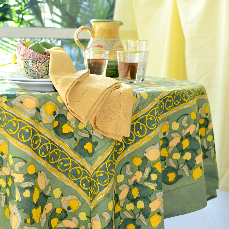 Nappe Floral, 128 po x 71 po, Jaune/vert