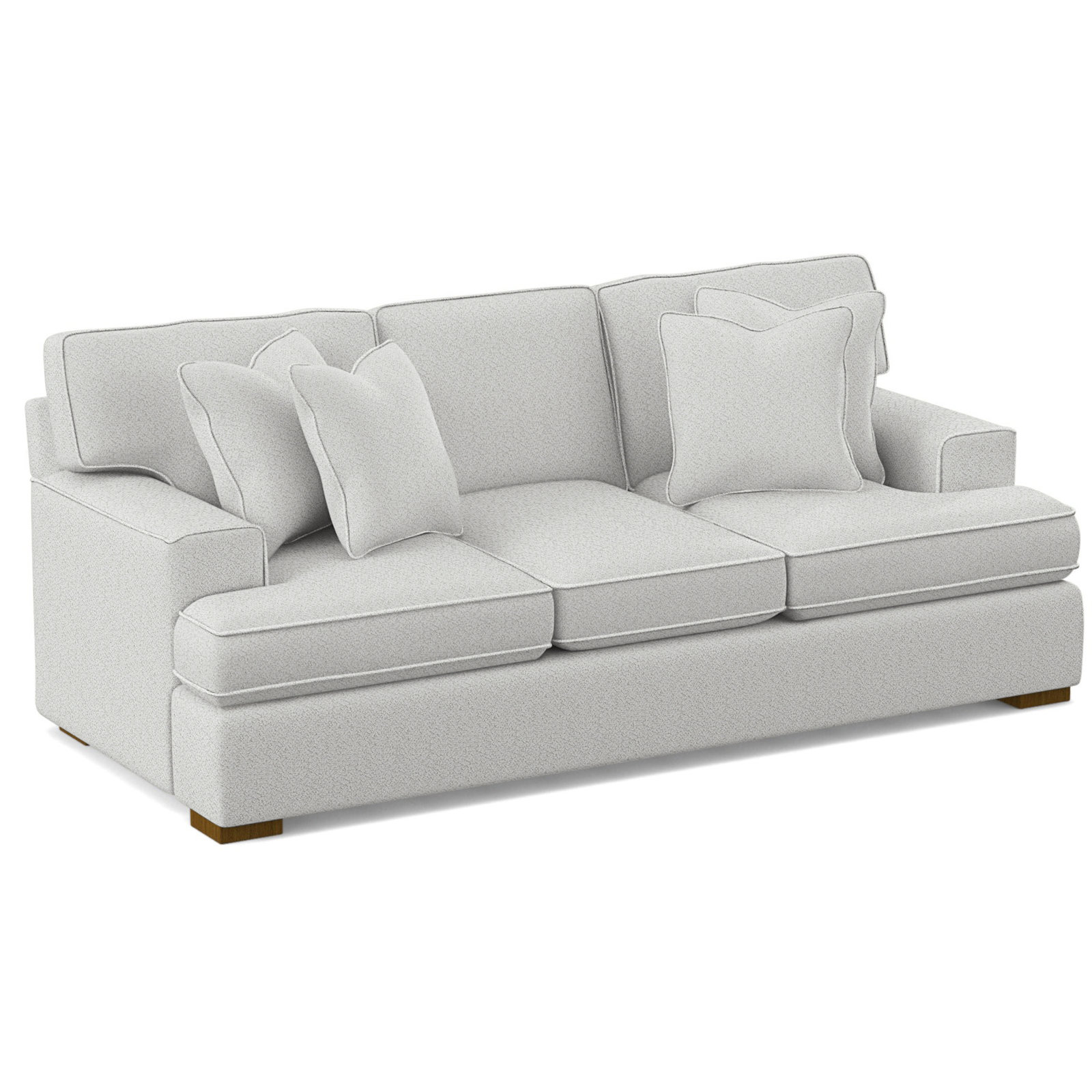Sadie 97'' Recessed Arm Sofa with Reversible Cushions, Havana Finish, White Textured Performance; 0865-91