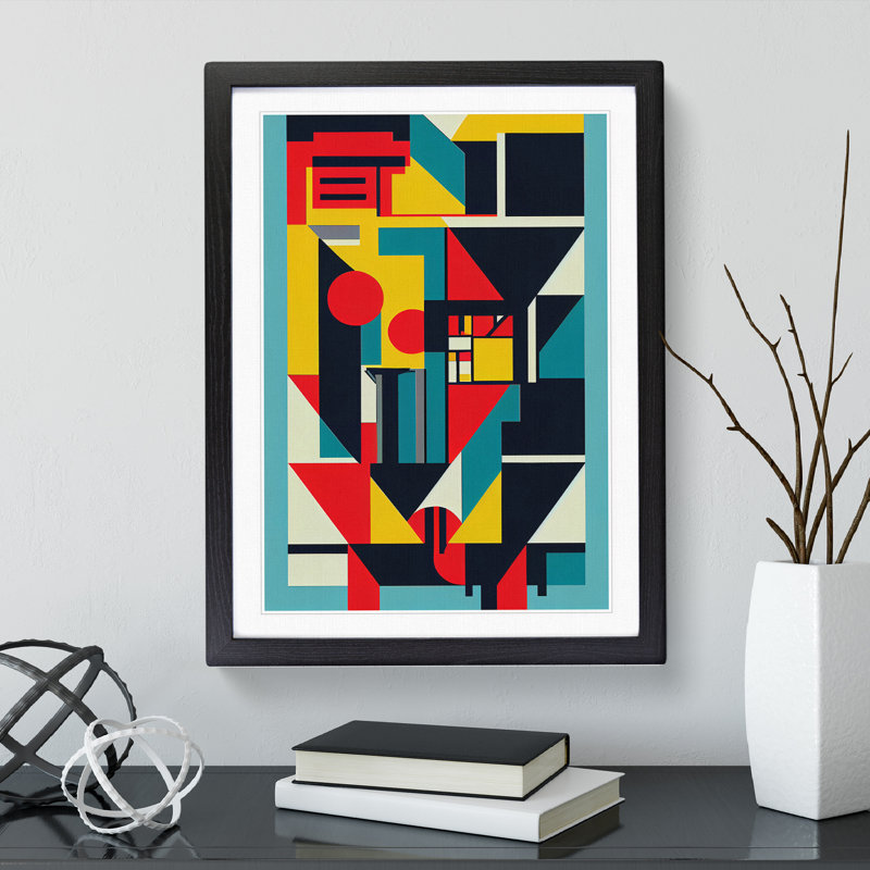 Bauhaus Abstract Art No.4 - Single Picture Frame Print, Black Framed, 64cm H x 46cm W x 2cm D