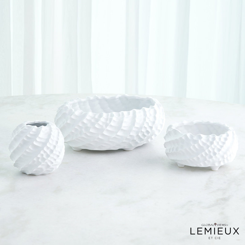 Cadoret Bowl, 4.5" H x 12" W x 12" D, Matte White