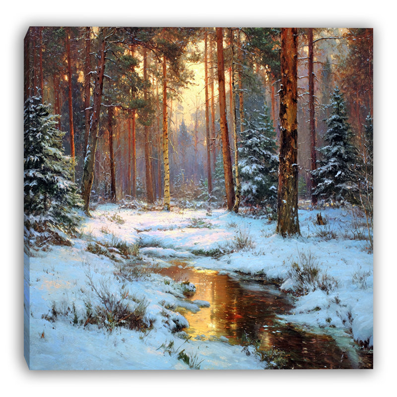 Art mural en toile Sunlit Winter Brook, 30" H x 30" W