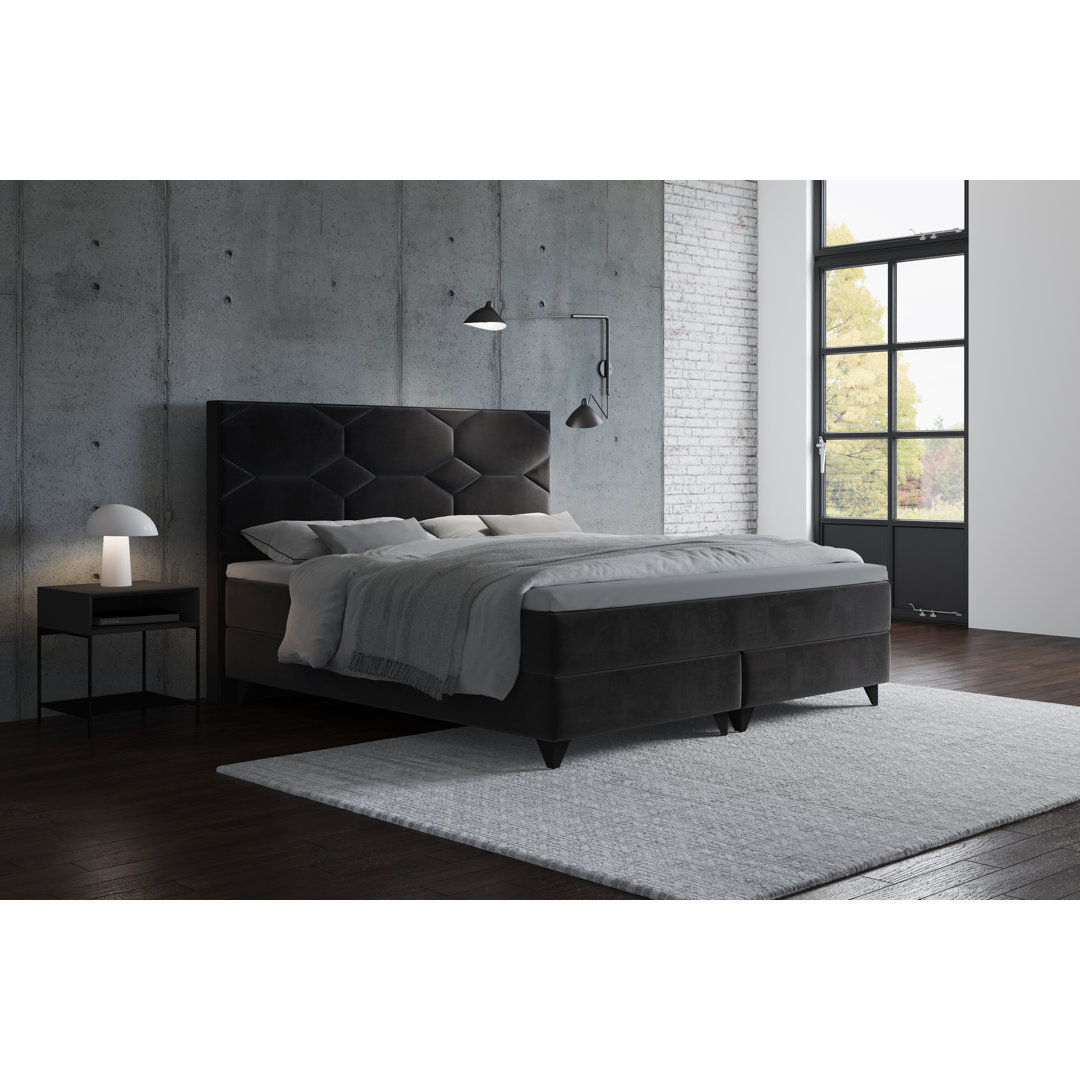 Boxspringbett Adylin mit Premium Visco Topper, mit Samtstoff bezogen