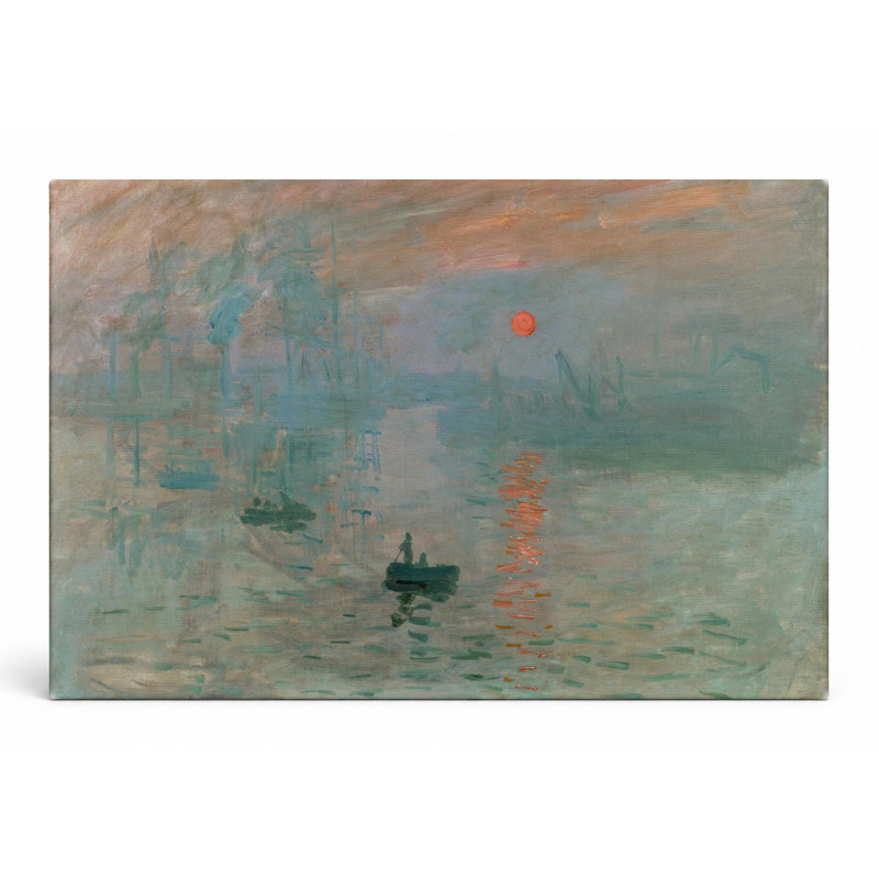 Impression, lever de soleil (1872) - Art mural sur toile paysage, 18" W x 12" H