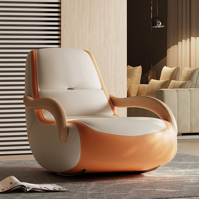 Chaise berçante moderne escargot décontractée, Blanc cassé