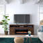Meuble télé 78 po avec foyer électrique pour téléviseur de 95 po ou moins, assemblage minimal, finition whisky