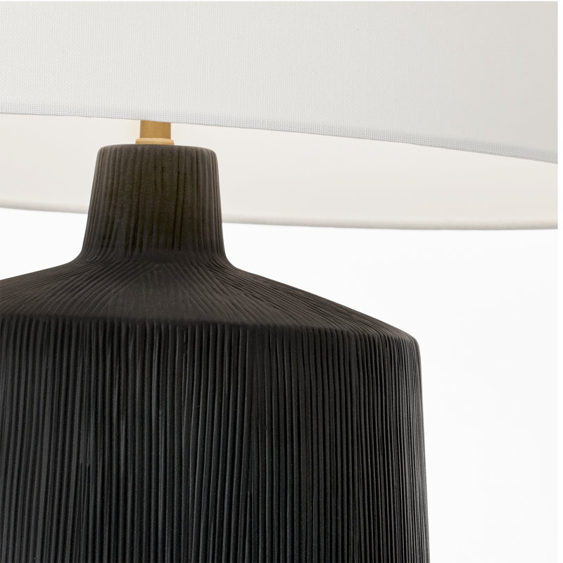 Latham Ceramic Table Lamp, Rough Black