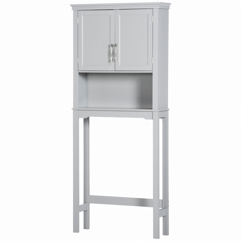 Armoire de rangement moderne au-dessus de la toilette, organisateur de salle de bain à double porte avec tablette réglable intérieure et tablette ouverte