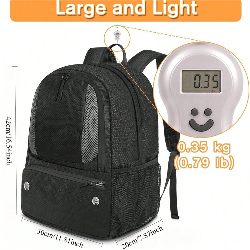 Sac à dos pour équipement de sport - Sac de grande capacité avec support à balles indépendant et compartiment à chaussures