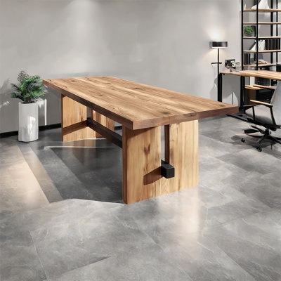 Rectangular solid wood executive desk