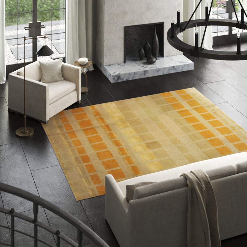 Geometric Area Rug in Beige/Orange/Taupe, Rectangle 9' x 12'