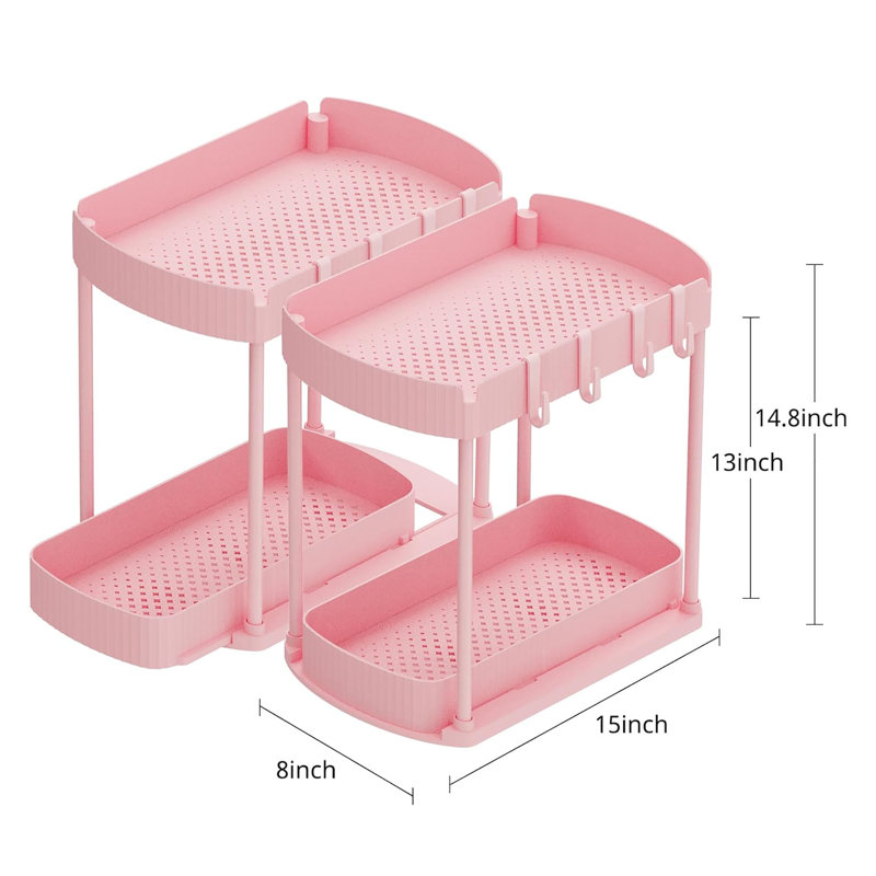 Ensemble de 2 organisateurs de rangement coulissants polyvalents pour sous l'évier et sous l'armoire dans la cuisine et la salle de bain