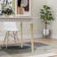 Table de salle à manger rectangulaire moderne minimaliste de 47 pouces avec pieds en bois massif et plateau en panneau de fibres à densité moyenne peint